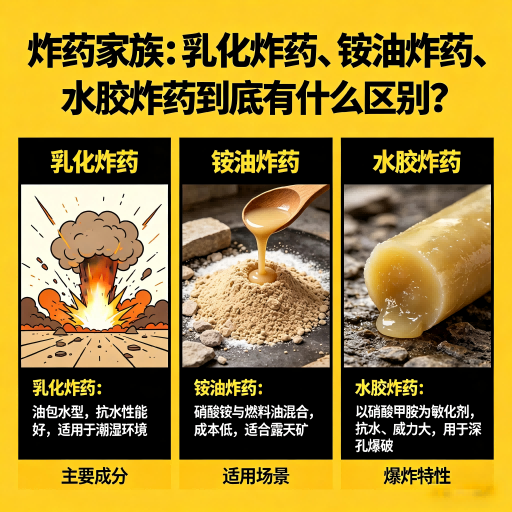 柞水炸药家族：乳化炸药、铵油炸药、水胶炸药到底有什么区别？